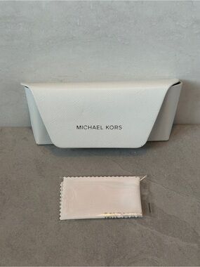Michael Kors White Snap Eyeglass Case